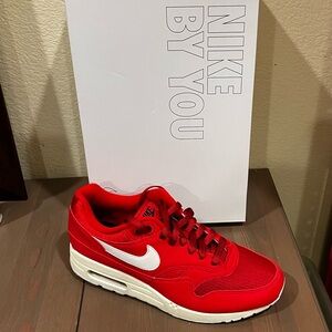 Nike Air Max 1 by You Women's 9.5 CN9672 991 Red White Swoosh w/Box Excellent